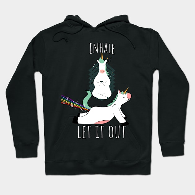 Rainbows and Unicorns funny Yoga design Hoodie by Luxinda